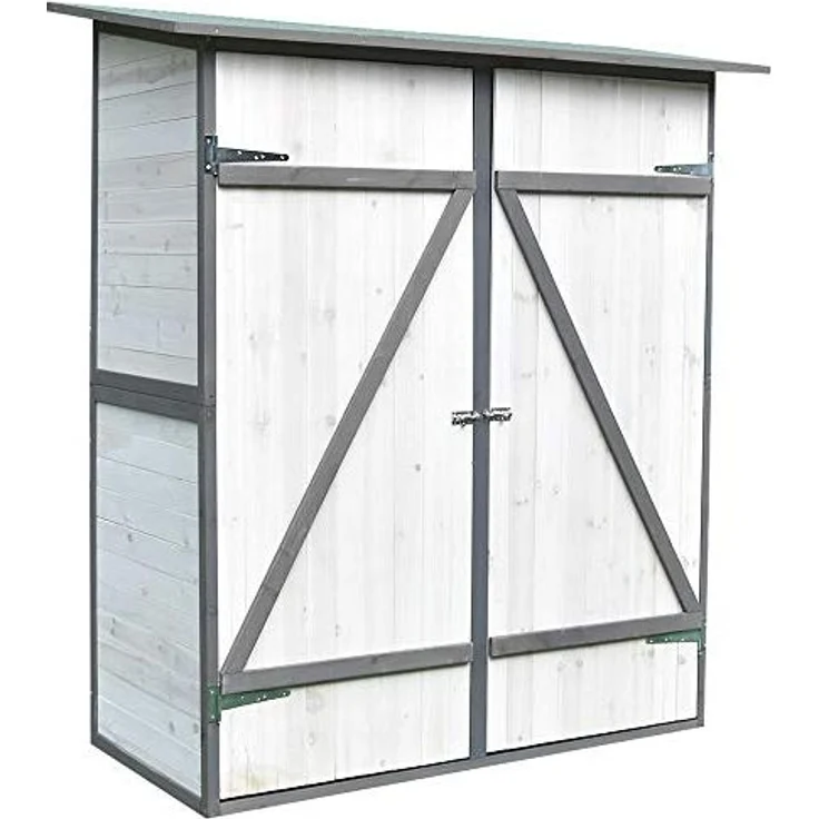 XXL Geräteschuppen Weiß/Grau Gerätehaus Holz Geräteschrank Gartenschrank – Bild 7