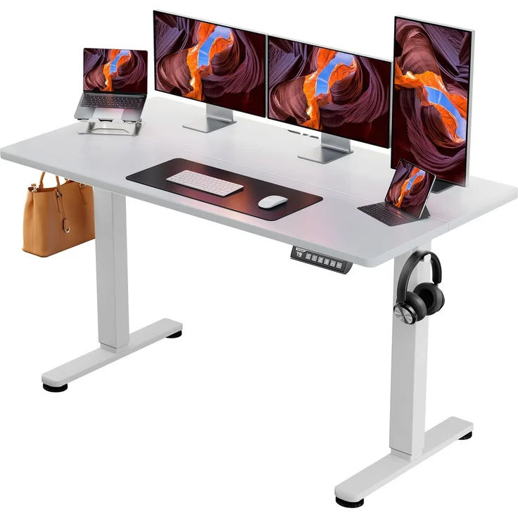 ErGear Elektrisch Höhenverstellbarer Schreibtisch 140x70 cm, Schreibtisch Höhenverstellbar mit 4-Gedächtnis-Smart-Pult für Home-Office mit Verbindungsplatte