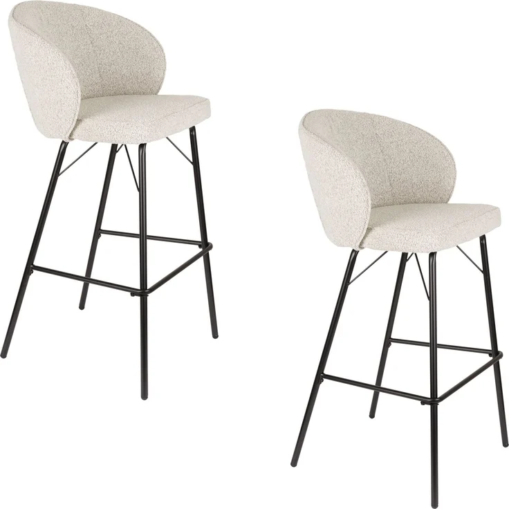 Barhocker Joa im 2er-Set, Beige mit Metallgestell für Küche & Bar 52x50x100 cm – Bild 2