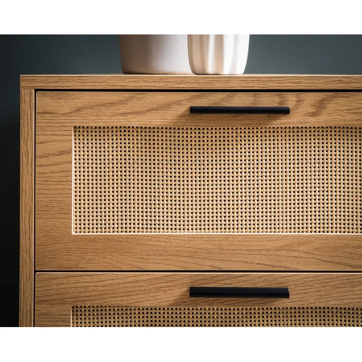 FINEBUY Kommode FB104164 (80 cm Anrichte, Eiche Rattan Stauraum Schublade), Kommode Tür Modern, Hoher Kommodenschrank – Bild 5