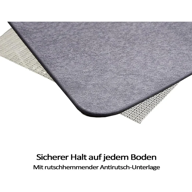 BURI Badematte 60x39x1 cm aus Kieselgur grau – rutschfeste Steinmatte, wasserabsorbierend & schnelltrocknend, antibakterielle Duschmatte, langlebiger Badvorleger mit Antirutschmatte – Bild 7