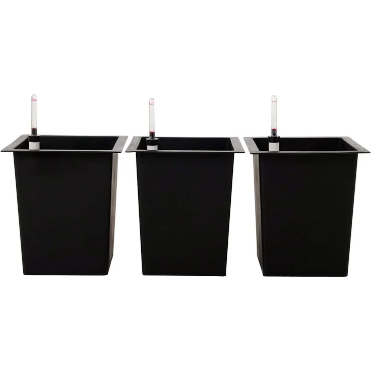 VIVANNO Pflanzeinsatz Kunststoff EINSATZ Bewässerung Konisch - Schwarz Matt (Set, 3 St), 29x29x32 cm – Bild 1