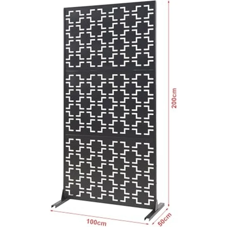 Indoor Trennwand Aaskis Stahl 200x100x50 cm Schwarz [casa. pro] – Bild 3