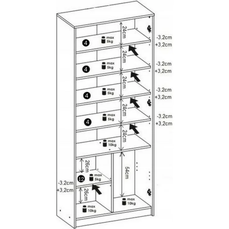 Home Collective Mehrzweckschrank mit 8 Fächern Besenschrank Haushaltsschrank (74 cm breit aus Laminatplatte und hochwertigen Polymergriffen) in mattem Finish mit 6 Einlegeböden und 2 Türen graphit Eiche – Bild 3