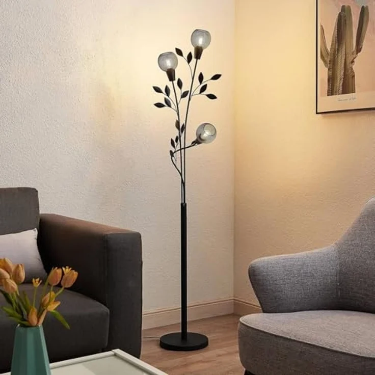 Lindby Stehlampe Kanye, Metall, Schwarz IP20, 3 x 10 W LED – Bild 4