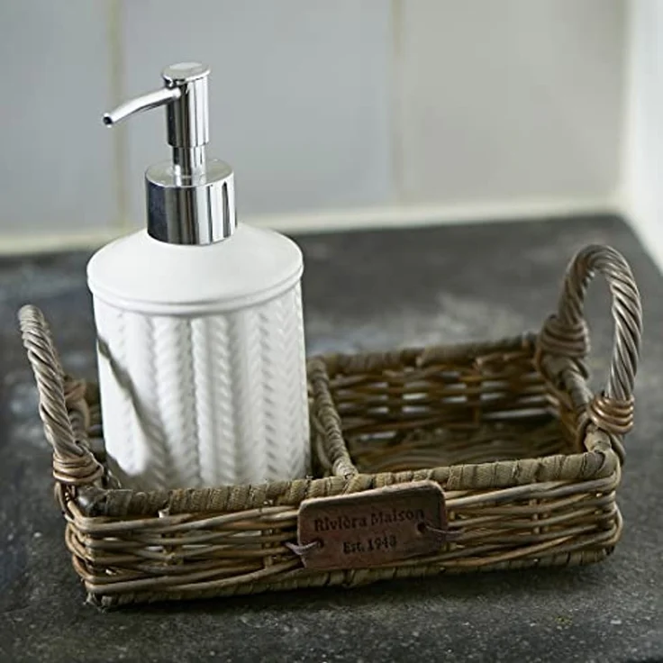 Rivièra Maison Tablett Rustic Rattan Soap Tray - Tablett für Badezimmer / Küche, Slimit-Rattan – Bild 2