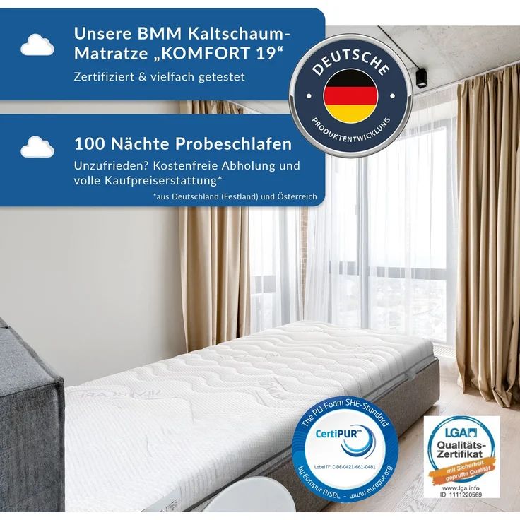 BMM 'Komfort 19 SilverCare' Kaltschaummatratze , 90x220 cm, H2 – Bild 6