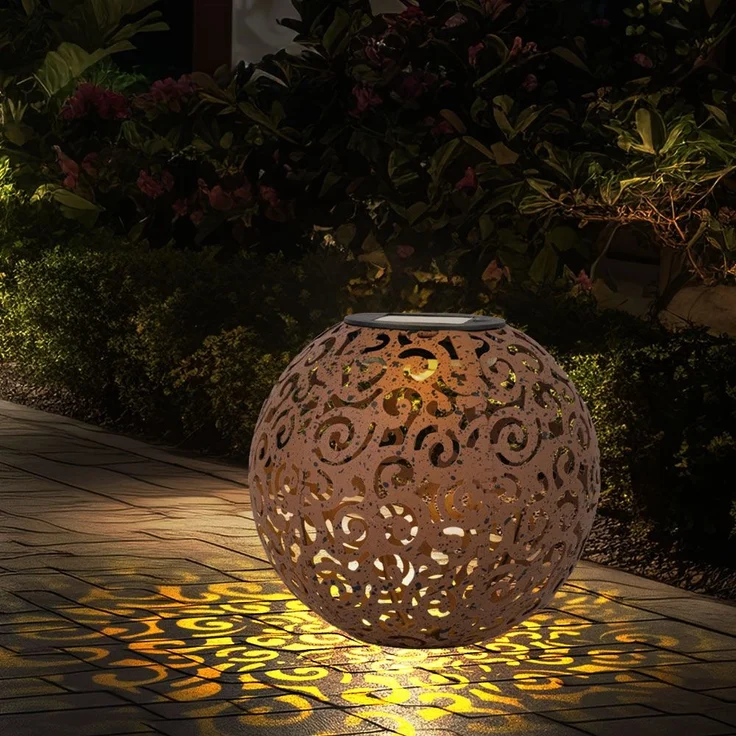 LED Solarleuchte, Dekorgeflecht-Kugel, Höhe 54 cm – Bild 4