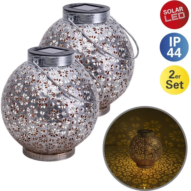 Solarleuchte Garten Laterne 2er Set Kugel Solarlampe Außenleuchte Solar 5285459 – Bild 5