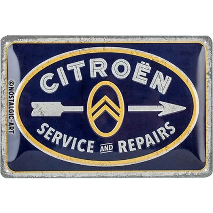 Nostalgic Art Blechschild Citroen - Service & Repairs - 20x30cm – Metall – Mehrfarbig – 22328