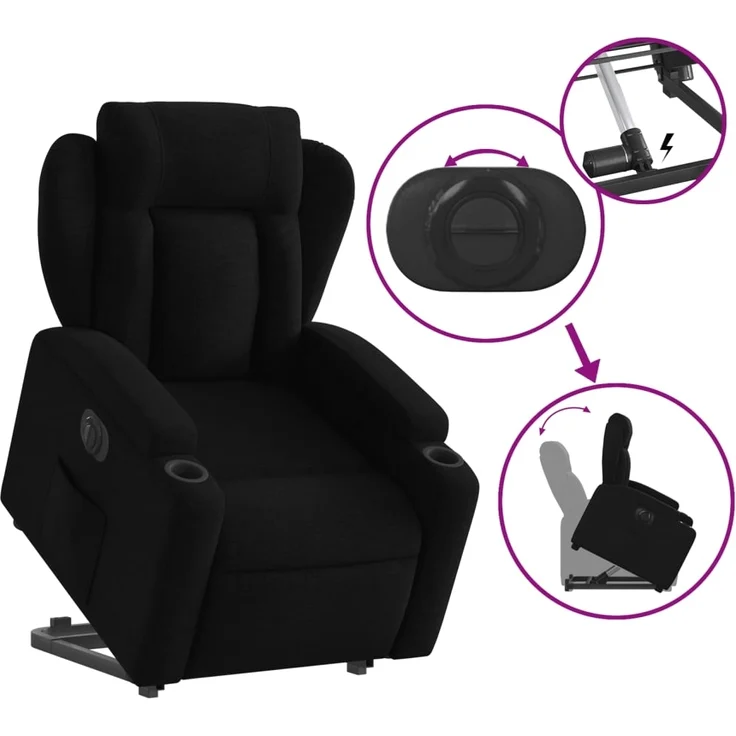vidaXL Relaxsessel mit Aufstehhilfe Elektrisch Schwarz Stoff 3204508 – Bild 10