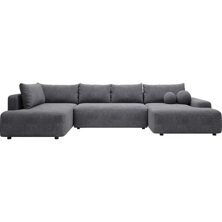 Vente-unique - DAVISO Sofa Stoff Grau - B 204 cm x H 87 cm x L 360 cm – Bild 2