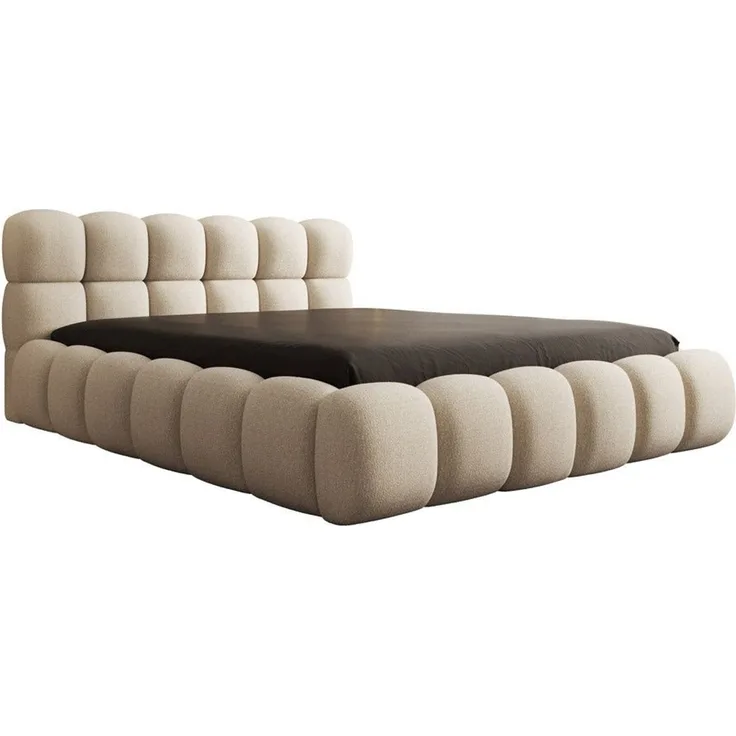 Luxusbetten24 Polsterbett Designer Polsterbett Boston Bouclé, mit Stauraum