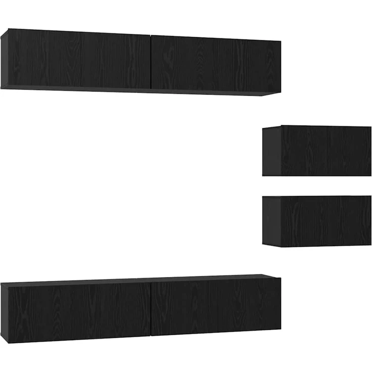 vidaXL TV-Schrankset 6 pcs Schwarz Eichen-Optik Holzwerkstoff 3393475 – Bild 1