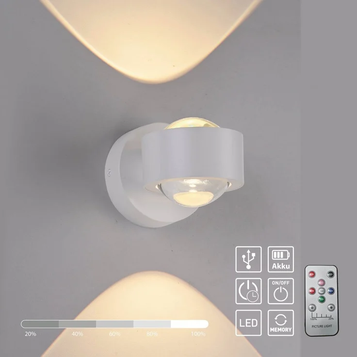 JUST LIGHT 19330-16 AKKU-CHIA AKKU-Wandleuchte weiss 3000K – Bild 1