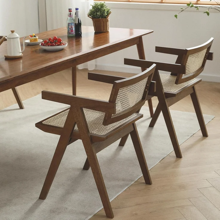LIM HOME Esszimmerstuhl SW020/SW021 (Packung, 2 St), Eichenholzrahmen mit Sitzfläche aus Rattan, Montage erforderlich – Bild 1