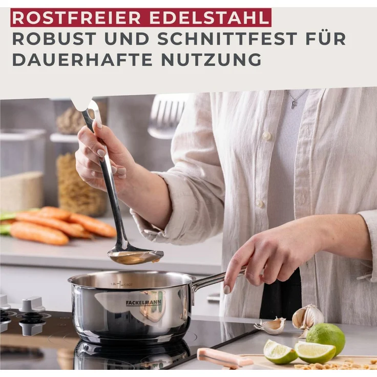 FACKELMANN Kochtopf Edelstahl-Stieltopf, Kochtopf, Saucepan, Suppentopf, Schmortopf – Bild 4