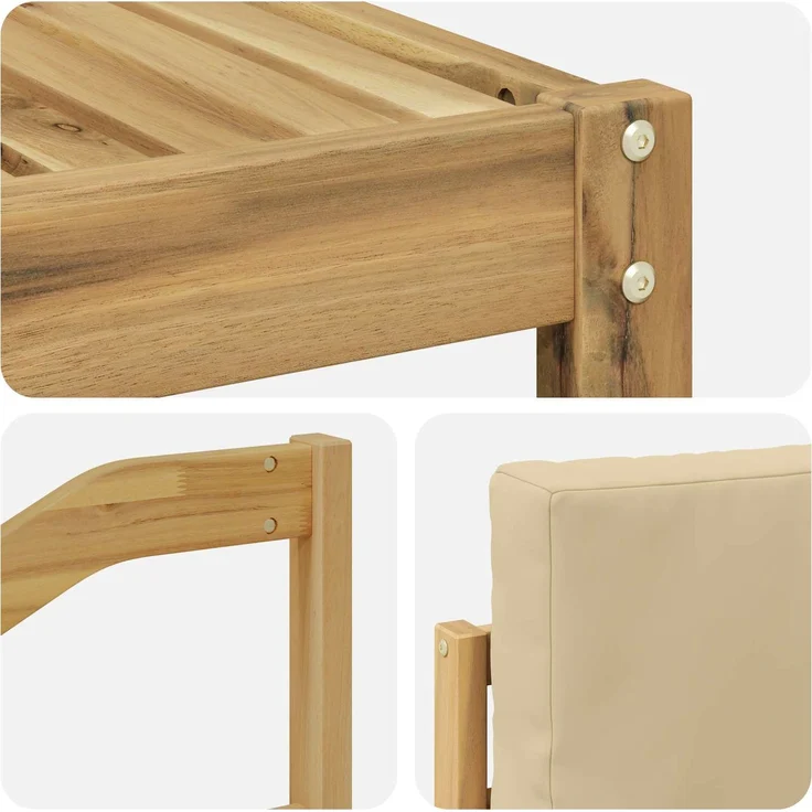 vidaXL Outdoor-Sofagarnitur 7 stk. 5-Sitzer Weiß und Beige Polyester 3392173 – Bild 7
