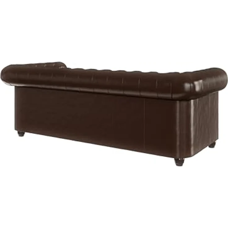 S-Style Möbel Chesterfield-Sofa Jeff 3-Sitzer aus veganem Leder mit Holzfüßen, mit Wellenfederung – Bild 5