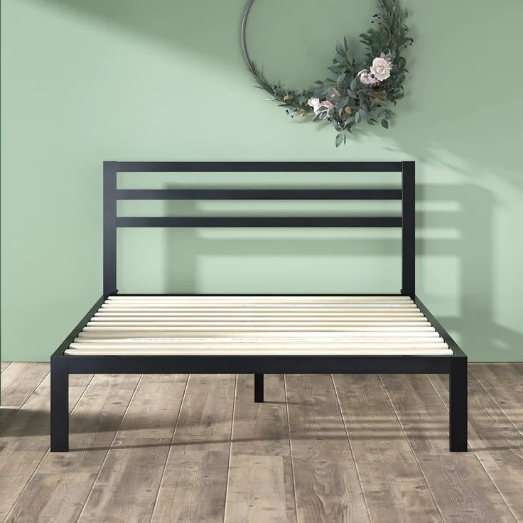 Zinus Mia Bett 120x190 cm – Bettgestell 35,5 cm Höhe mit Stauraum unter dem Bett – Metallbett mit Kopfteil – Schwarz – Bild 6
