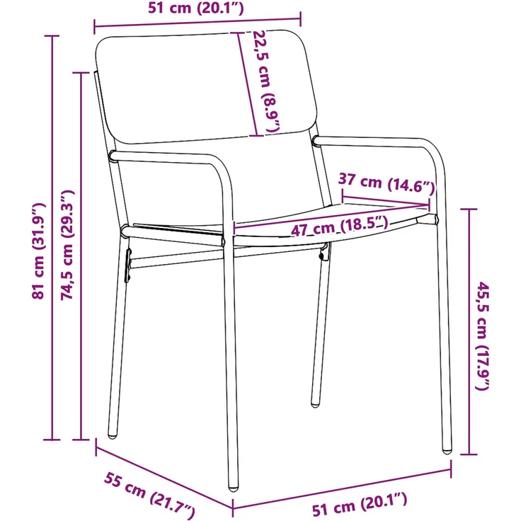 vidaXL Essgruppe 7 stk. Anthrazit 165 x 80 x 72 cm Stahl 3422856 – Bild 8
