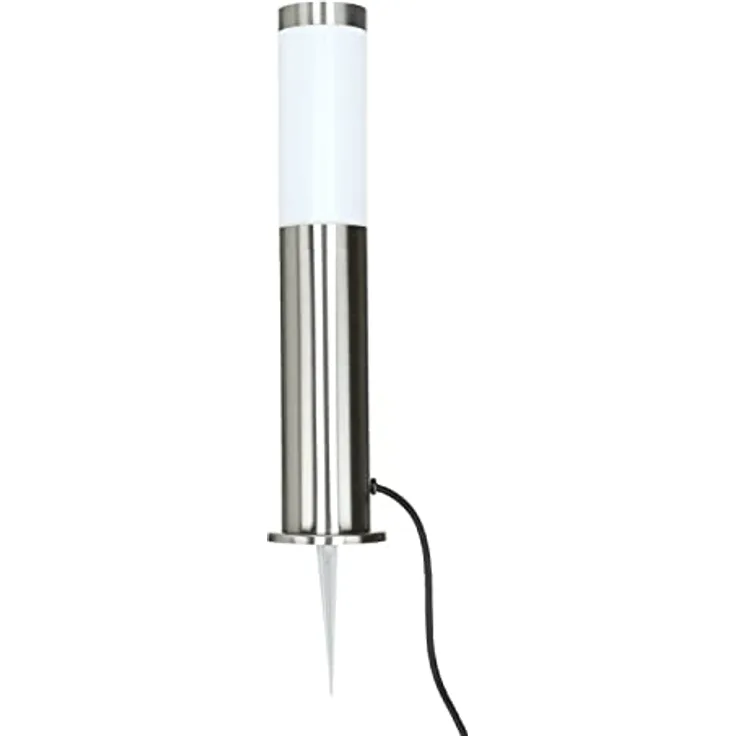 Licht-Erlebnisse Pollerleuchte BRIGHTON, Edelstahl in Silber, IP44, GU10, 45 cm, blendarme Wegeleuchte für Garten und Eingangsbereich