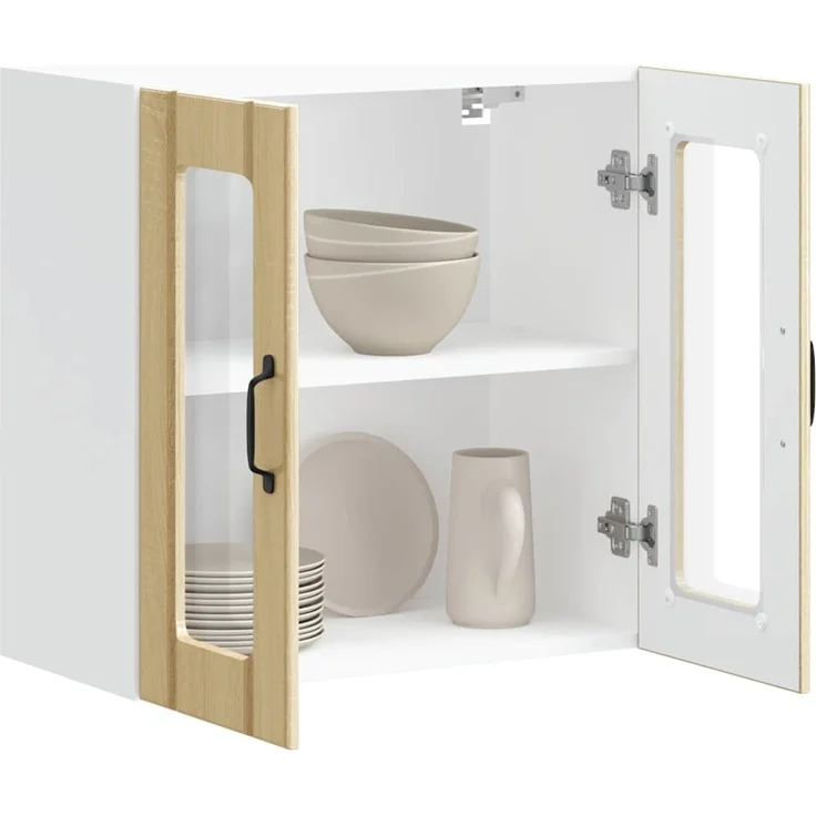 vidaXL Küchen-Hängeschrank mit Glastür Lucca Sonoma-Eiche Holzwerkstoff 853910 – Bild 3