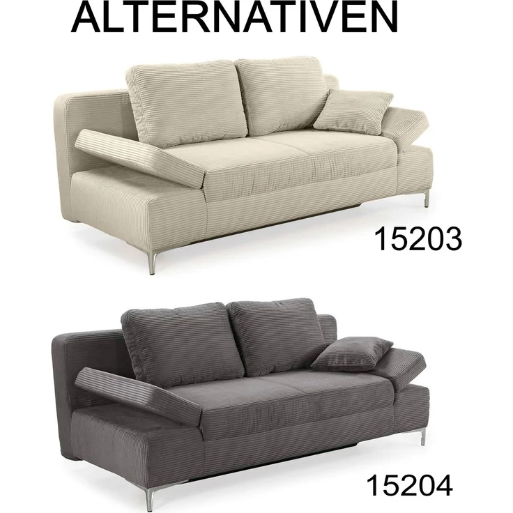 Schlafsofa Federkern Armlehnen verstellbar Couch Bettkasten Cord Dunkelgrau – Bild 10