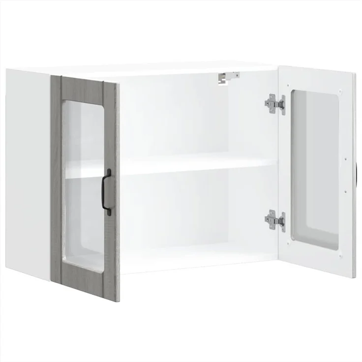vidaXL Küchen-Hängeschrank mit Glastür Lucca Grau Sonoma Holzwerkstoff 853853 – Bild 6