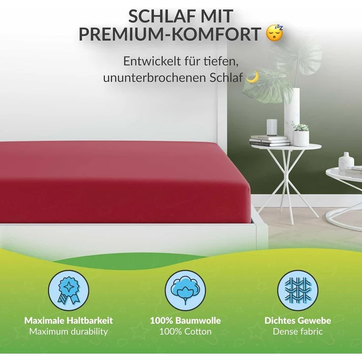etérea Comfort Jersey Spannbettlaken Kirsche 140x200 cm - 160x200 cm – Bild 2