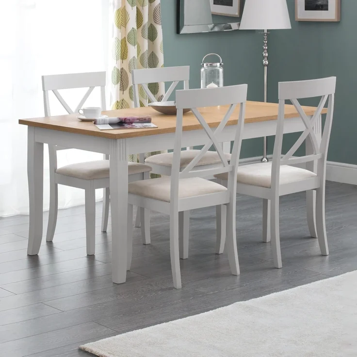 Julian Bowen Set of 2 Davenport Dining Chairs, Oak & Elephant Grey – Bild 5