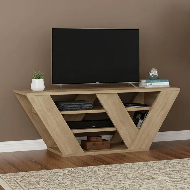 Dmora - Fernsehschrank Pegasus, Ständer für Wohnzimmerfernseher, Niedriges Wohnzimmer-Sideboard, TV-Ständerbasis, 110x30h40 cm, Eiche