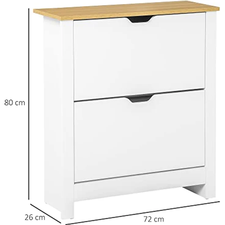HOMCOM Schuhschrank in Weiß, Holzwerkstoff, mit 4 Fächern für bis zu 12 Paar Schuhe, 26x80x72 cm, pflegeleicht und langlebig – Bild 3