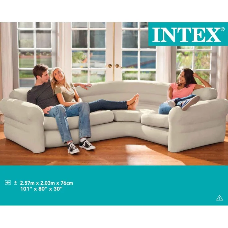 Intex 'Aufblasbares Ecksofa 257 x 203 x 76 cm', 2-in-1-Ventil, beige – Bild 3