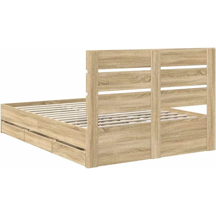 vidaXL Bettrahmen Sonoma-Eiche 160 x 200 cm Ingenieurs Holz 3411819 – Bild 10