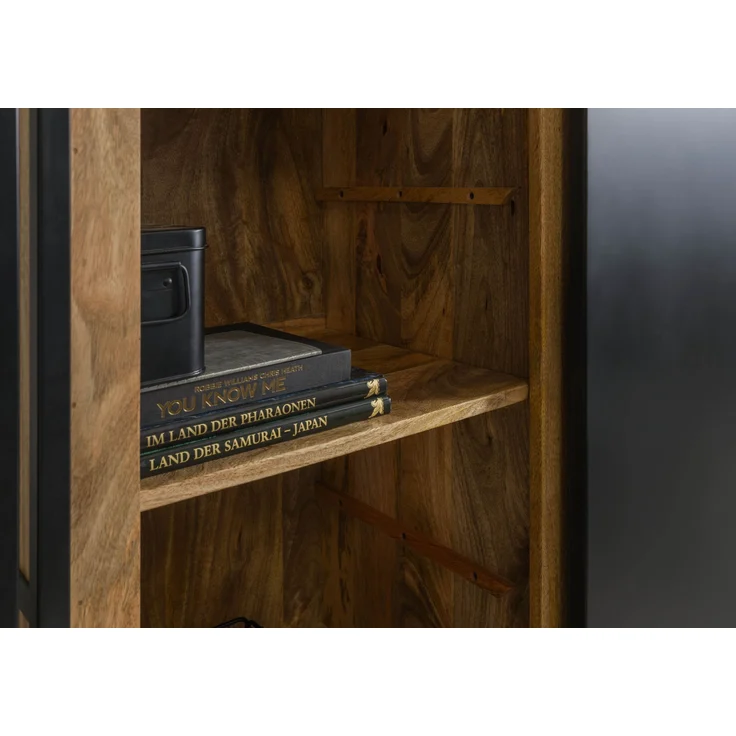 Wohnzimmerschrank Mango 105x45x195 natur klar lackiert / Metall schwarz BLACKBURN #104 – Bild 6