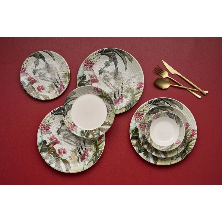 Hermia Concept 'Island' Tafelservice (24-teilig), Mehrfarbig, 25 x 25 x 2,5 cm
