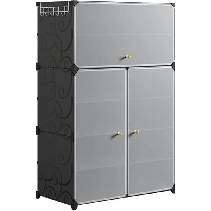 Mondeer Schuhregal Schuhschrank, mit Tür, Kunststoff, Platzsparend, 6 Ebenen für 18 Paar Schuhe – Bild 4