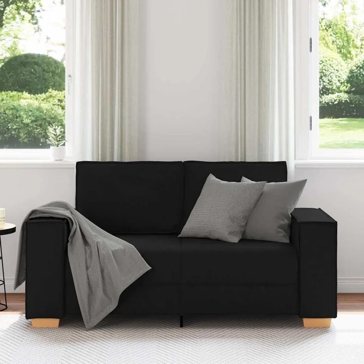 vidaXL 2-Sitzer Sofa Schwarz 160x78x84 cm Stoff 4104972 – Bild 2