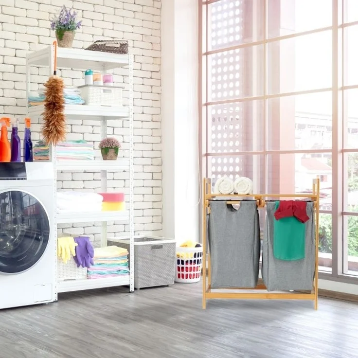 Wäschekorb 2 Fächer mit Ablage – Bild 5