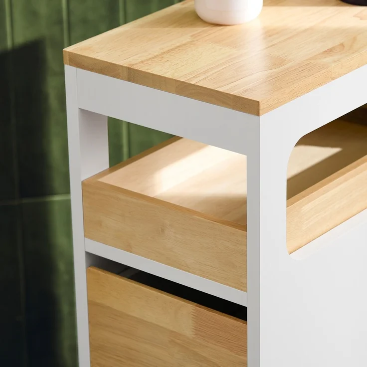 SoBuy BZR54-WN Toilettenschrank mit Toilettenpapierhalter, MDF, Lackiert, Weiß, 65 x 82 x 23 cm – Bild 6