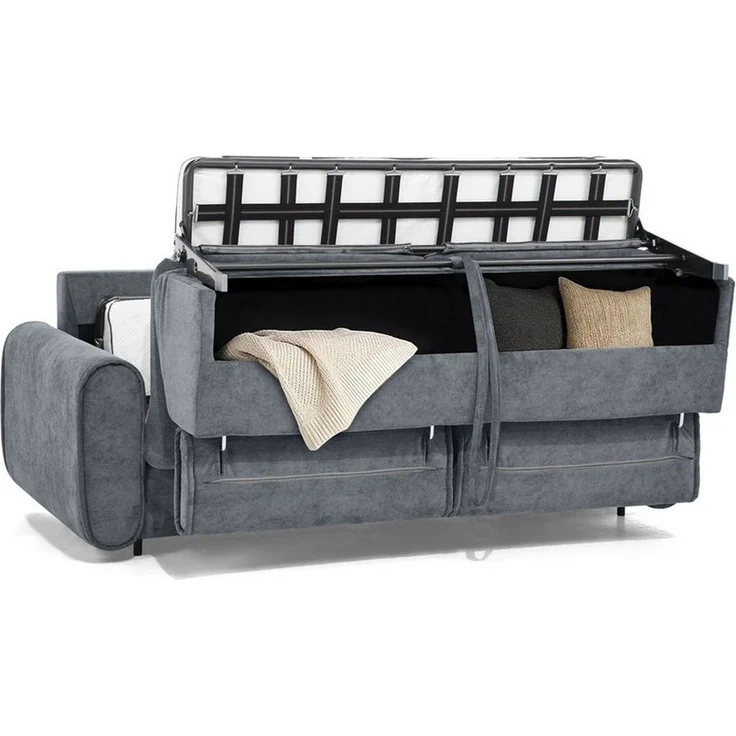 Beautysofa Schlafsofa Pavarti modernes Sofa mit italienischem Klappmechanismus und Matratze, mit Bettkasten, verstellbaren Kopfstützen und Schlaffunktion, in 3 Größen & 8 Farben – Bild 4