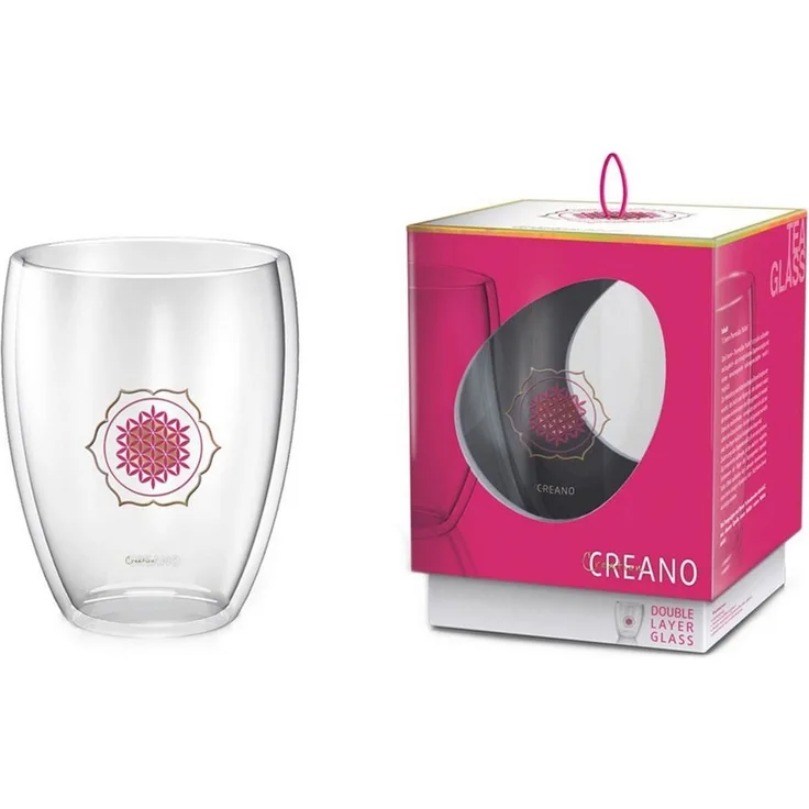 Creano Teeglas Creano doppelwandiges Tee-Glas, Latte Macchiato, Thermobecher Blume, Borosilikatglas, 1-teilig