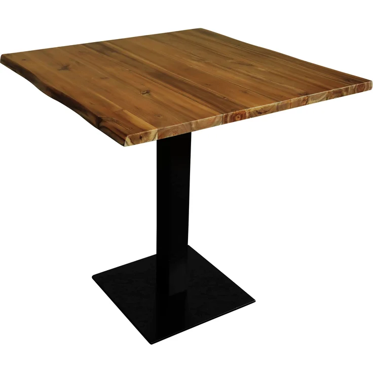 Bistrotisch Baumkante massiv 80 x 80 cm Akazie honigfarben Säulengestell schwarz IRIS 169367680 – Bild 2
