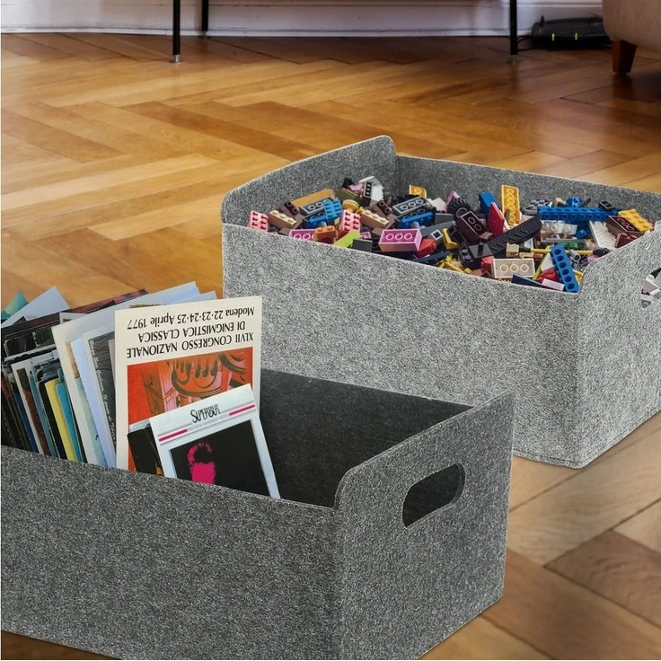 CEPEWA Aufbewahrungskorb Aufbewahrungsbox 2er Set Filz hellgrau dunkelgrau – Bild 2