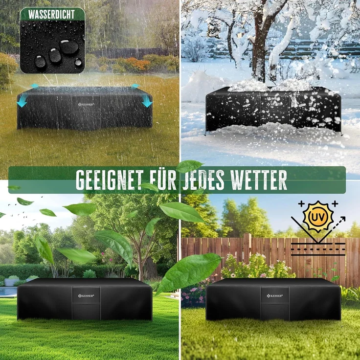 KESSER® Gartenmöbel Abdeckung UV- & Regenschutz, winddicht, winterfest & wasserdicht, 420D Oxford-Gewebe, Schwarz, 74 x 125 x 125 cm – Bild 4