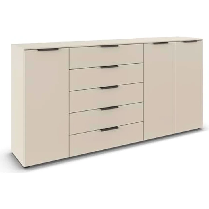 Rauch Möbel Flipp, Kommode für Schlafzimmer, Kinderzimmer, Wohnzimmer, Jugendzimmer, Flur, Garderobe, 3-türig, 5 Schubladen, mit Softclose-Funktion, Farbe Beige, Breite 199 cm – Bild 2