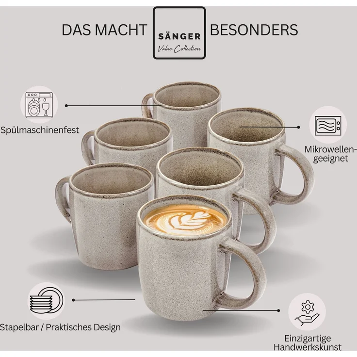 SÄNGER Kaffeebecher Set Kairo Clay - 6 aus Steingut – Bild 4