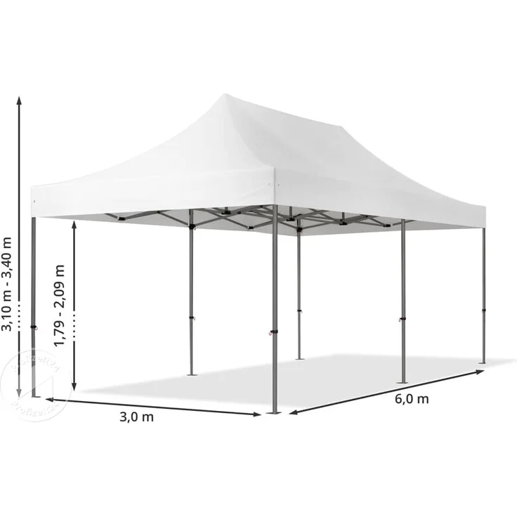 3x6 m Faltpavillon, PREMIUM Stahl 40mm, Seitenteile mit Panoramafenstern, weiß – Bild 10