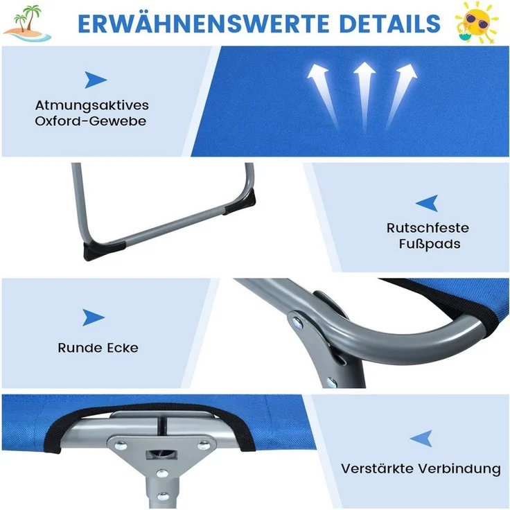 COSTWAY Gartenliege, 5-stufig, mit Gesichtsöffnung, klappbar, bis 150kg – Bild 3